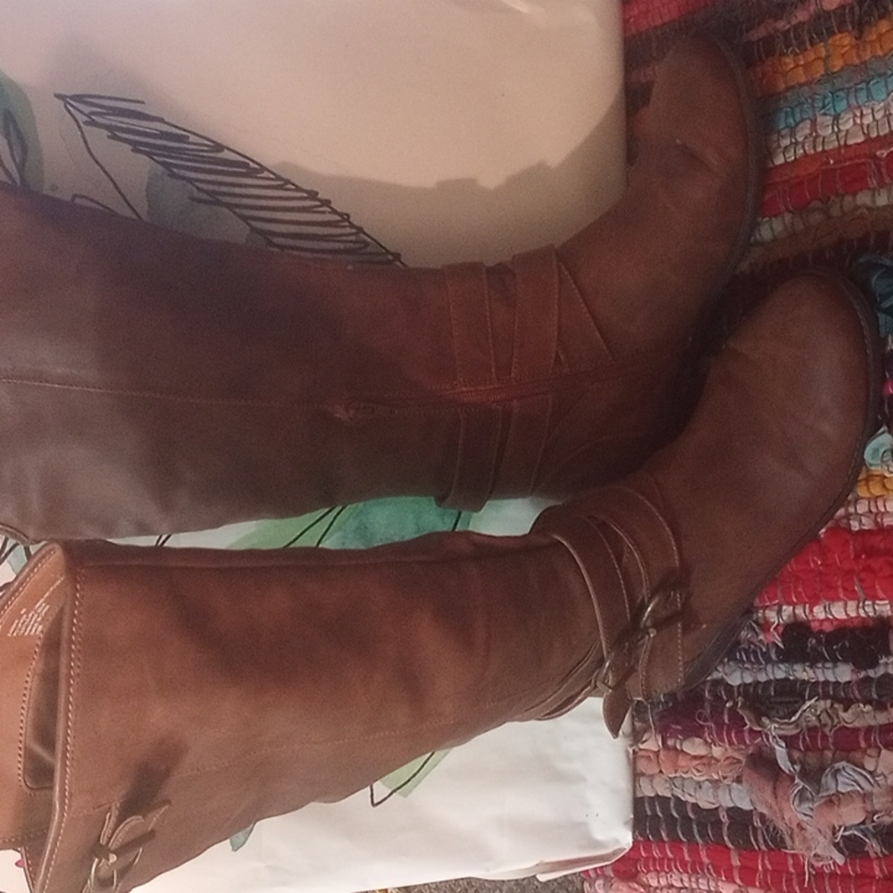 Brown suede riding boots